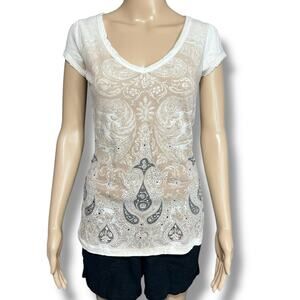 Maurices Womens T Shirt Top Short Sleeve Pullover Paisley Floral Print Small